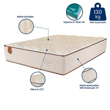 Imagem de Cama Box Queen Size (box + Colchão) 158x198x73 Rubi Prorelax Pillow In Turn Free - Bege