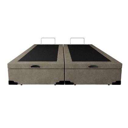 Imagem de Cama Box QUEEN SIZE com Bau Pistão a gás bege Bipartido