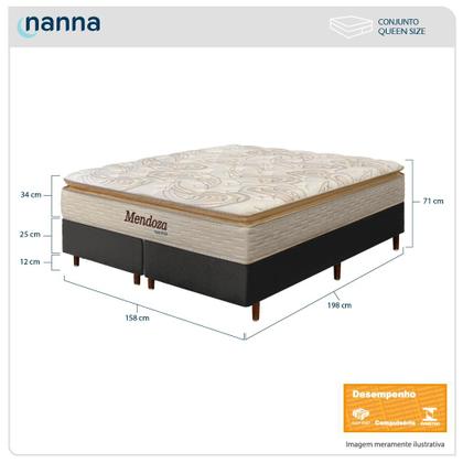 Imagem de Cama Box Queen Size Preta Colchão Mendoza Molas Ensacadas Pillow Top 158x198x71cm Extra Macio
