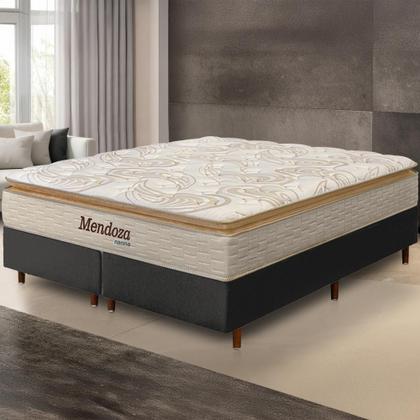 Imagem de Cama Box Queen Size Preta Colchão Mendoza Molas Ensacadas Pillow Top 158x198x71cm Extra Macio