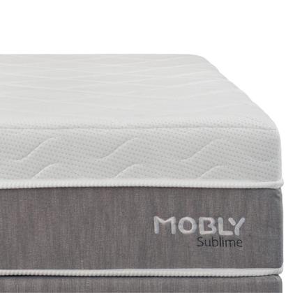 Imagem de Cama Box Solteirão com Colchão Sublime Espuma Viscoelástica (32x96x203) Cinza e Branco