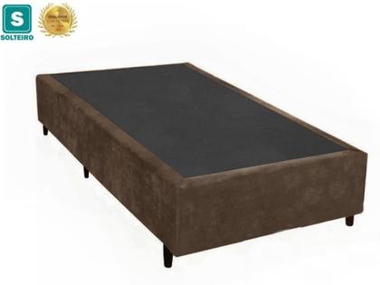 Imagem de Cama Box Solteirão Marrom Suede + Colchão Espuma D20 100x188x16