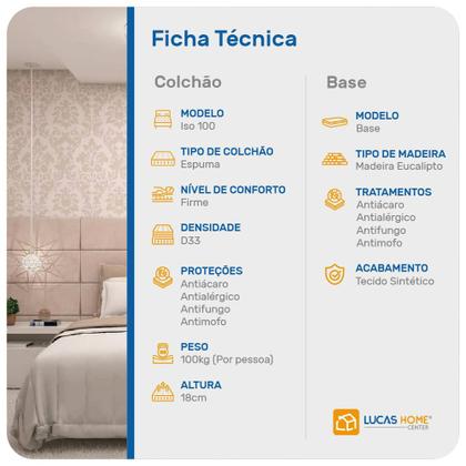 Imagem de Cama Box Solteiro Branca + Colchão De Espuma D33 - Ortobom - Iso 100 78x188x53cm