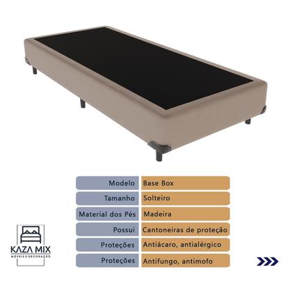 Imagem de Cama Box Solteiro Branco Madeira 88x188
