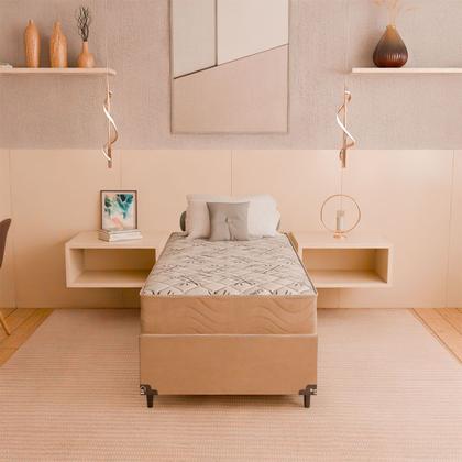 Imagem de Cama Box Solteiro + Colchão D33 One Face - 56x88x188cm - Suede Bege
