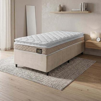 Imagem de Cama Box Solteiro Colchão de Espuma D33 Millenium Pillow Top 88x188x57cm Bege
