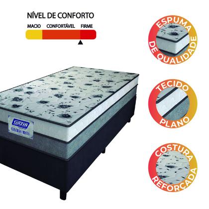 Cama Box Solteiro Colchão Espuma D33 Fort 88x188x59cm Cinza/Branco Gazin - Suporta até 150kg por Pessoa Imagem de Cama Box Solteiro Colchão Espuma D33 Fort 88x188x59cm Cinza/Branco Gazin - Suporta até 150kg por Pessoa