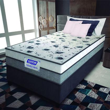 Cama Box Solteiro Colchão Espuma D33 Fort 88x188x59cm Cinza/Branco Gazin - Suporta até 150kg por Pessoa Imagem de Cama Box Solteiro Colchão Espuma D33 Fort 88x188x59cm Cinza/Branco Gazin - Suporta até 150kg por Pessoa