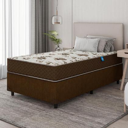 Imagem de Cama Box Solteiro Colchão Espuma D33 Marquês 88x188x57cm Marrom Umaflex