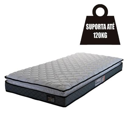 Imagem de Cama Box Solteiro Colchão Espuma D33 Pillow Top Millenium 88x188x57cm Cinza/Preto Hellen - Suporta até 120kg por Pessoa