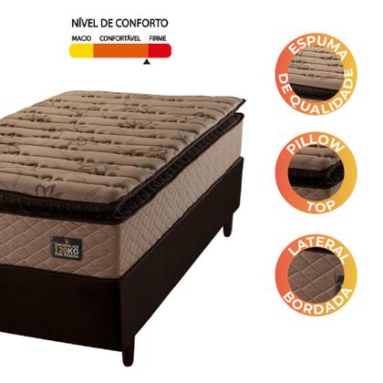 Cama Box Solteiro Colchão Espuma D33 Pillow Top Van Gogh 88x188x67cm Marrom Hellen - SINIFLEX Imagem de Cama Box Solteiro Colchão Espuma D33 Pillow Top Van Gogh 88x188x67cm Marrom Hellen