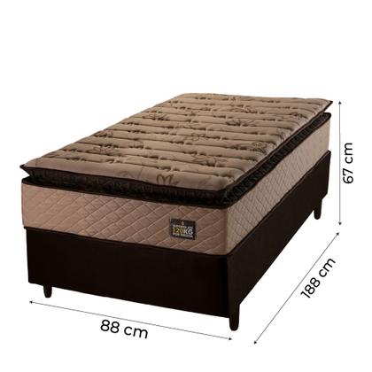 Cama Box Solteiro Colchão Espuma D33 Pillow Top Van Gogh 88x188x67cm Marrom Hellen - SINIFLEX Imagem de Cama Box Solteiro Colchão Espuma D33 Pillow Top Van Gogh 88x188x67cm Marrom Hellen