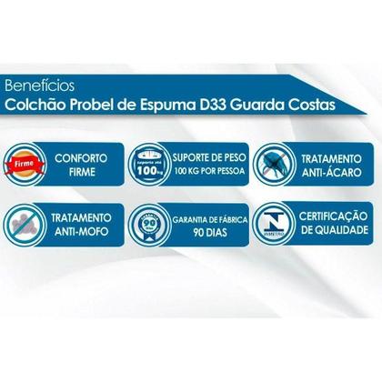 Imagem de Cama Box Solteiro: Colchão Espuma D33 Probel Guarda Costas Plus + Base CRC Suede Brown(88x188)