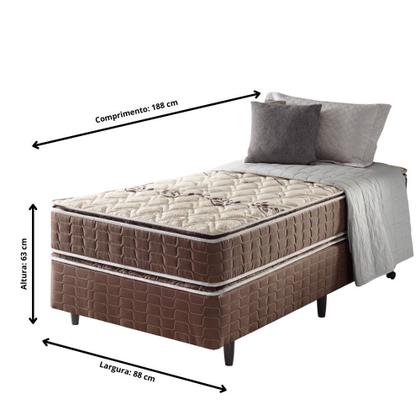 Imagem de Cama Box Solteiro + Colchão Espuma D70/D28 2 Pillow Top Orleans 88x188x63cm