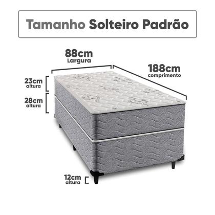 Imagem de Cama Box Solteiro + Colchão Espuma Ortopédico D33 Piemonte 88x188x63cm Full - Maestro Colchões