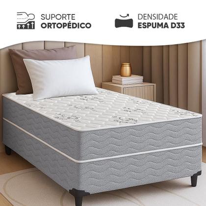 Imagem de Cama Box Solteiro + Colchão Espuma Ortopédico D33 Piemonte 88x188x63cm Full - Maestro Colchões