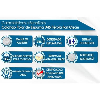 Imagem de Cama Box Solteiro: Colchão Espuma Polar D45 Pérola + Base CRC Rústico Clean(88x188)