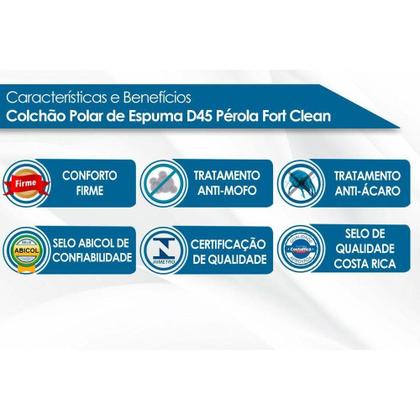 Imagem de Cama Box Solteiro: Colchão Espuma Polar D45 Pérola + Base CRC Rústico Clean(88x188)