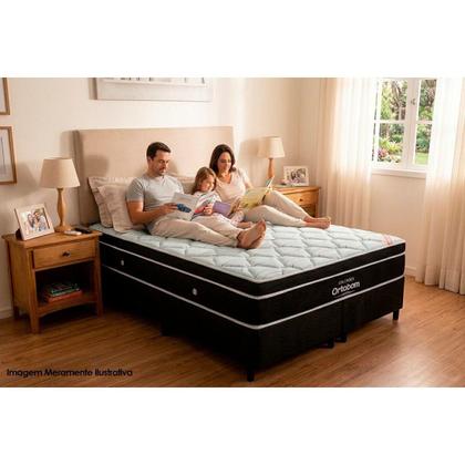 Imagem de Cama Box Solteiro: Colchão Molas Ensacadas Ortobom SuperPocket Elegant + Base CRC Suede Black(88x188)