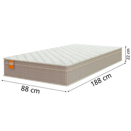 Imagem de Cama Box Solteiro Colchão Molas Qatar 88x188x60cm Bege/Branco Inducol-Suporta Até 200 Kg Por Pessoa
