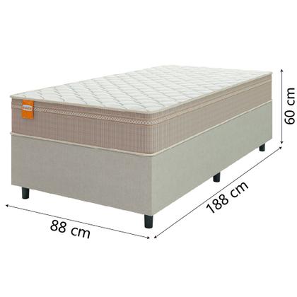 Imagem de Cama Box Solteiro Colchão Molas Qatar 88x188x60cm Bege/Branco Inducol-Suporta Até 200 Kg Por Pessoa