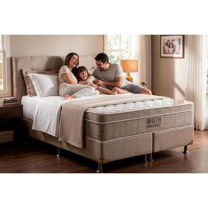 Imagem de Cama Box Solteiro: Colchão Molas SuperPocket Ensacadas Ortobom Fort Airtech Spring + Base CRC Suede Branco(88x188)