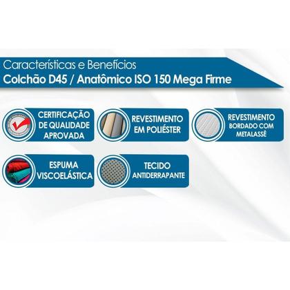 Imagem de Cama Box Solteiro: Colchão Ortopédico Ortobom D45 ISO 150 Mega Firme + Base CRC Suede Clean (88x188)