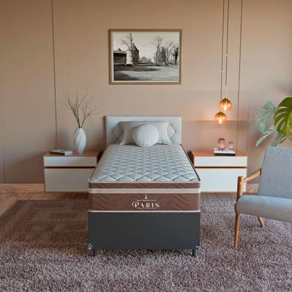 Imagem de Cama Box Solteiro + Colchão Paris Molas Ensacadas Pocket - 61x88x188cm - Várias Cores