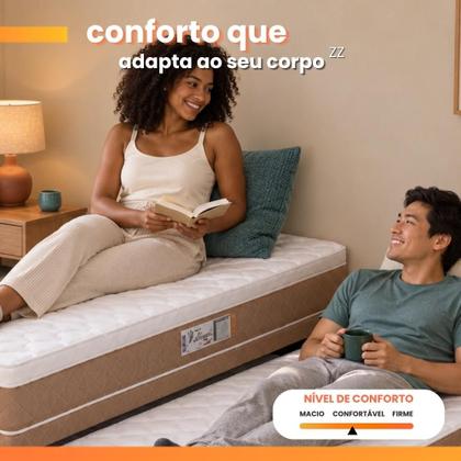 Imagem de Cama Box Solteiro Com Cama Auxiliar Conjugada Espuma D28 Aspen 88x188x53cm Marrom / Branco Hellen