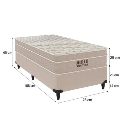 Imagem de CAMA BOX SOLTEIRO COM COLCHÃO MOLAS ENSACADAS ORTOBOM AIRTECH SPRINGPOCKET 78x188x65CM BEGE