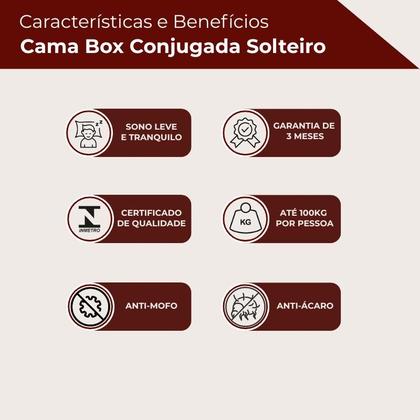 Imagem de Cama Box Solteiro Conjugada Macia 88x188