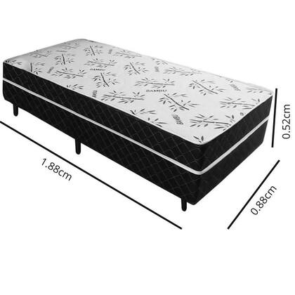 Imagem de Cama Box Solteiro Conjugado Espuma Ortopédica 88x188 Preto