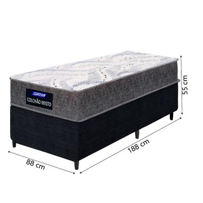 Imagem de Cama Box Solteiro Gazin Colchão Com Espuma 88x188x55cm Camboriu Marrom-Suporta Até 120 Kg Por Pessoa