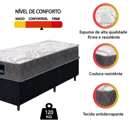 Imagem de Cama Box Solteiro Gazin Colchão Com Espuma 88x188x55cm Camboriu Marrom-Suporta Até 120 Kg Por Pessoa