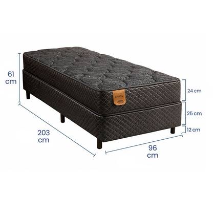 Imagem de Cama Box Solteiro King (Box + Colchão) 96x203x61 Pro Soft Bamboo Prorelax Molas Ensacadas Pillow Top Turn Free - Preto