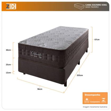 Imagem de Cama Box Solteiro King + Colchão Molas Ensacadas Orlando 96x203x67cm