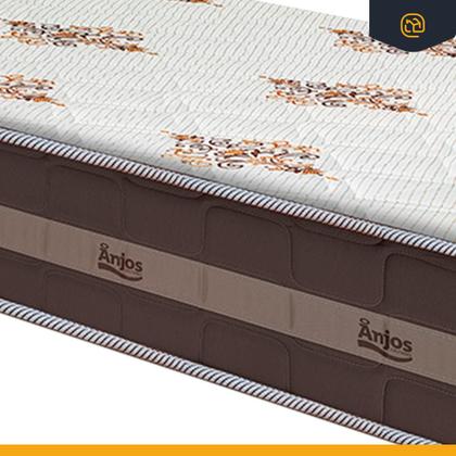 Imagem de Cama Box Solteiro King Marrom + Colchão De Molas - Anjos - Classic Superlastic - 96x203x55cm