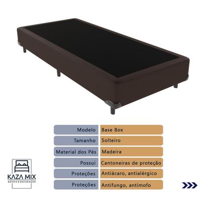 Imagem de Cama Box Solteiro Marrom+Colchão Airtech Molas Ortobom