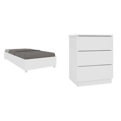 Imagem de Cama Box Solteiro Mônaco E Mesa De Cabeceira Veronna Neve