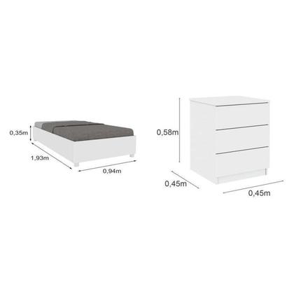 Imagem de Cama Box Solteiro Mônaco E Mesa De Cabeceira Veronna Neve