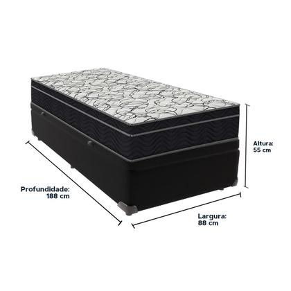 Imagem de Cama Box Solteiro Preto e Colchão Ortobom Extra Firme D45