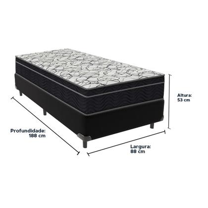Imagem de Cama Box Solteiro Preto e Colchão Ortobom Extra Firme D45