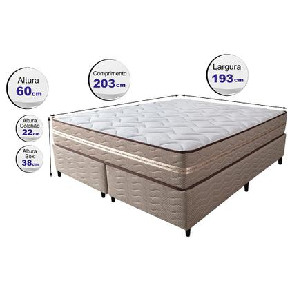 Imagem de Cama Box Super King (Colchão + Box) 193x203x60 de Molas Ensacadas Cama inBox Smart Gold Bege