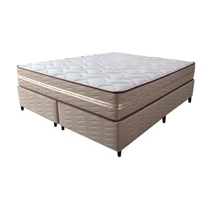 Imagem de Cama Box Super King (Colchão + Box) 193x203x60 de Molas Ensacadas Cama inBox Smart Gold Bege