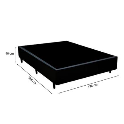 Imagem de Cama Box Viúva 128 Tecido Sintetico Preto Com Colchão Toronto Molas Ensacadas Branco D33