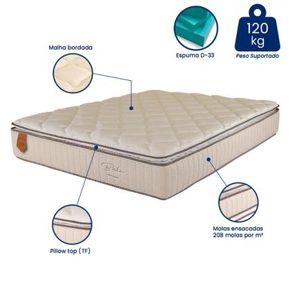 Imagem de Cama Box Viúva (Box + Colchão) 128X188X63 Bali Prorelax Molas Ensacadas Pillow Top Turn Free