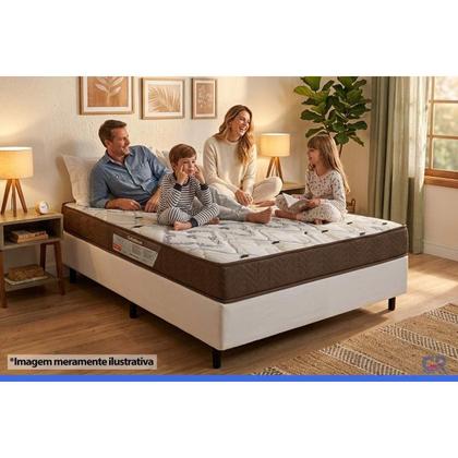 Imagem de Cama Box Viúva: Colchão Anatômico Ortobom D45/EP Fort Tech ISO 150 + Base CRC Suede White(128x188)