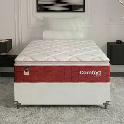 Imagem de Cama Box Viúva + Colchão Comfort Class Pillow Top 128x188 Vinho/suede Branco