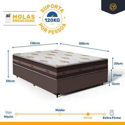 Imagem de Cama Box Viúva + Colchão De Molas - Anjos - Classic Superlastic 128cm