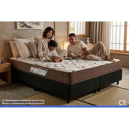 Imagem de Cama Box Viúva: Colchão Ortopédico Ortobom D45/EP Anatômico Fort Tech ISO 150 + Base CRC Courano Black(128x188)